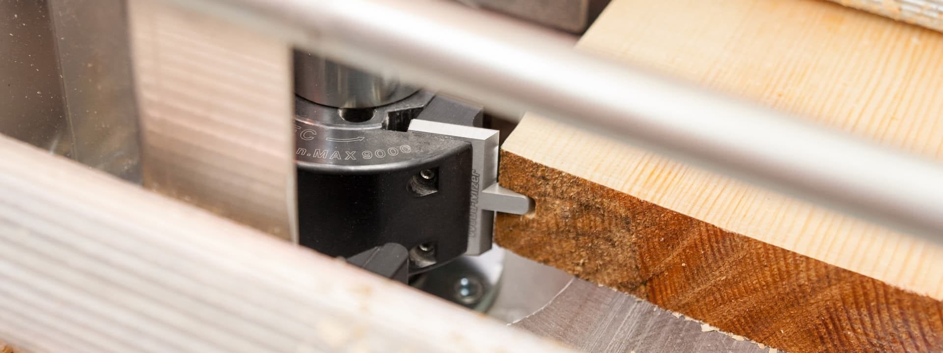 Woodworking machine cutterhead doing its job